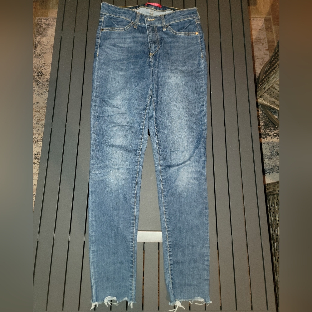Jennifer Lopez Blue Denim Rag Bottom Sculpt Super Skinny Jeans Sz Small